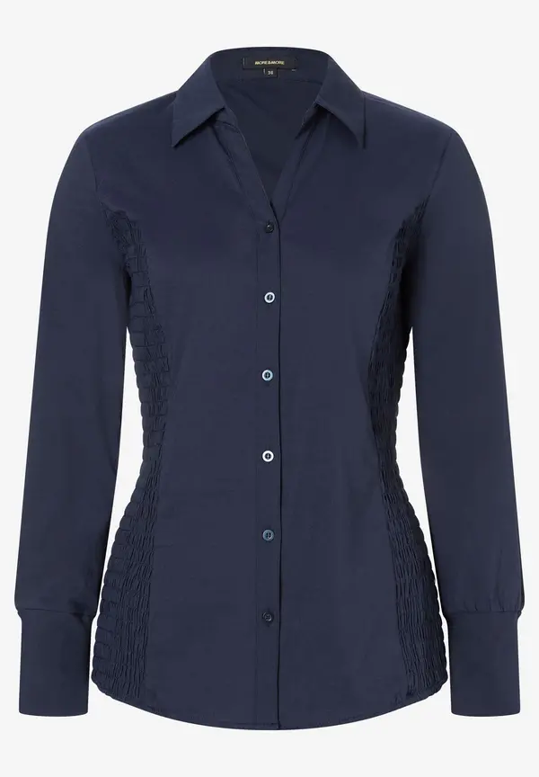 More & More Hemdbluse Mit Smok-Einsatz, Marine