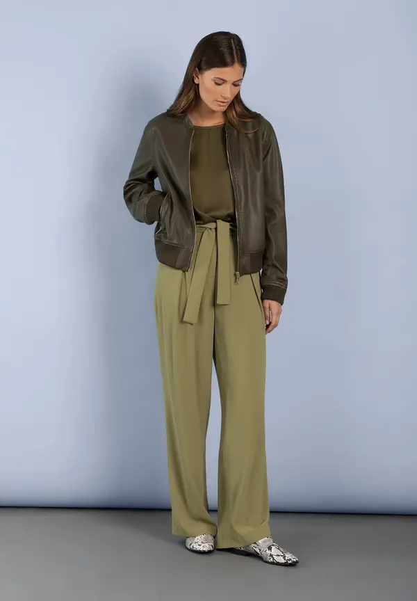 More & More Hose Mit Bindegürtel, Soft Moss Green