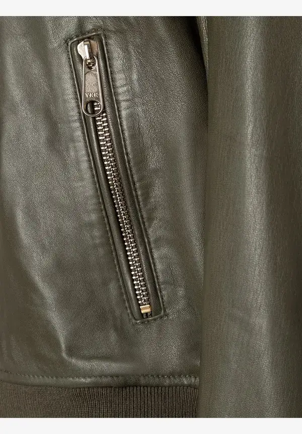 More & More Lederblouson, Oliv