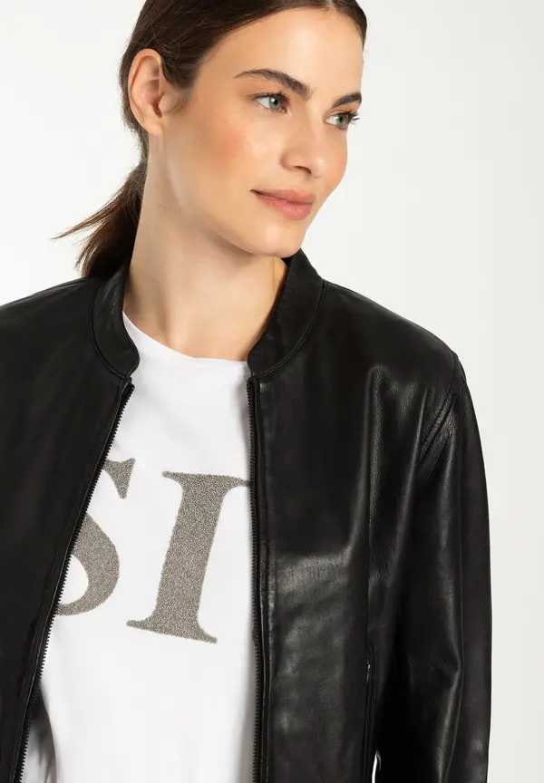 More & More Lederblouson, Schwarz