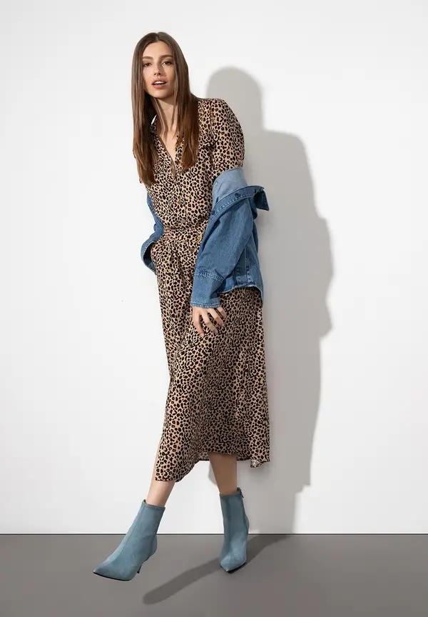 More & More Midikleid, Mini-Animal-Dessin