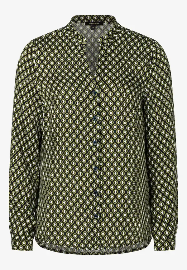 More & More Printbluse, Grün/ecru/marine