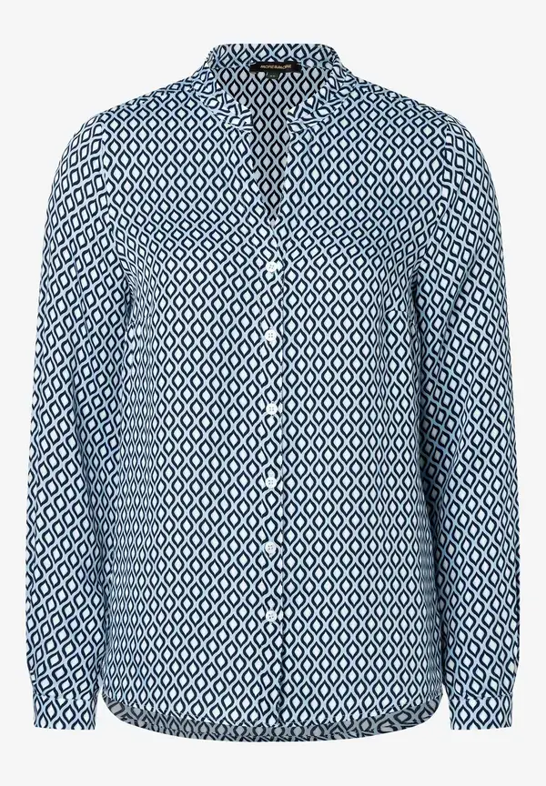 More & More Printbluse, Hellblau/ecru/marine