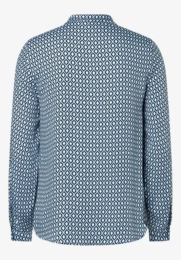 More & More Printbluse, Hellblau/ecru/marine