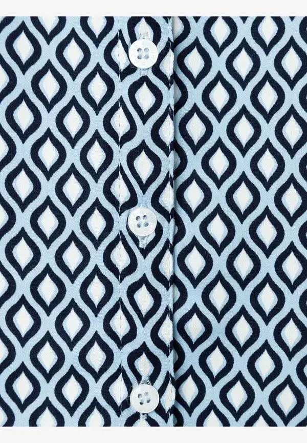 More & More Printbluse, Hellblau/ecru/marine