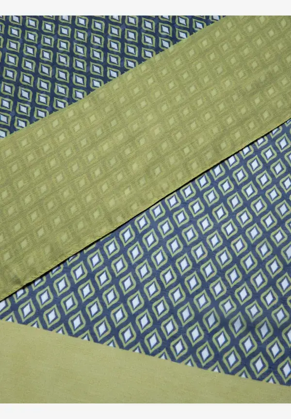 More & More Printschal, Grün/ecru/marine