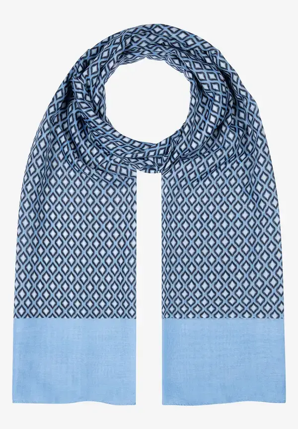 More & More Printschal, Hellblau/ecru/marine