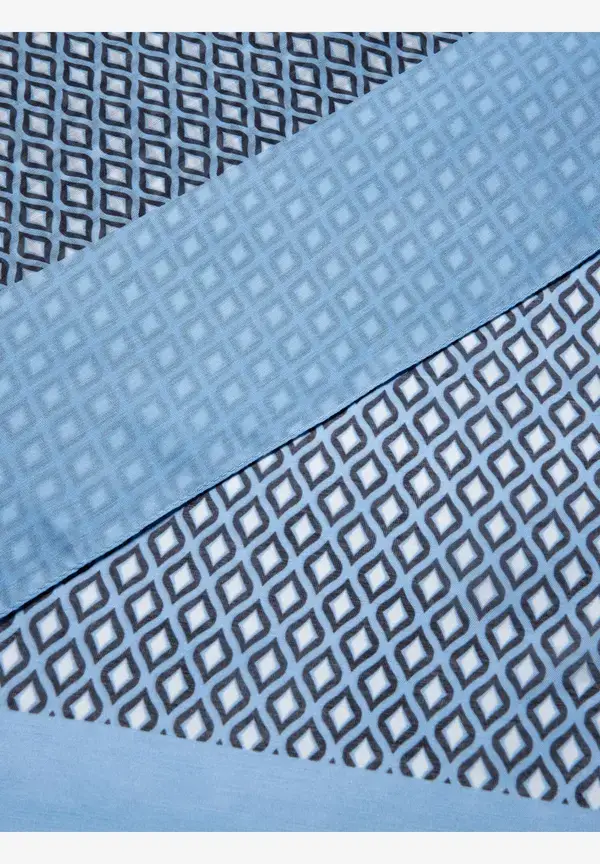 More & More Printschal, Hellblau/ecru/marine