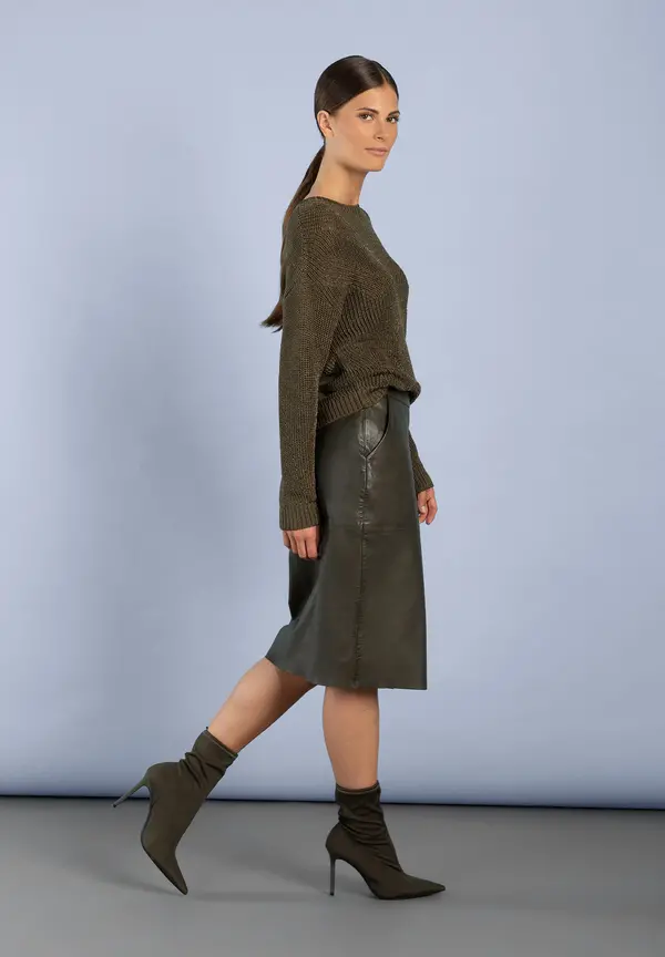 More & More Pullover Mit Glanz, Oliv