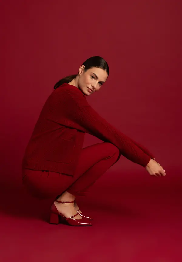 More & More Rippen-Strickjacke, Rot, Herbst-Kollektion