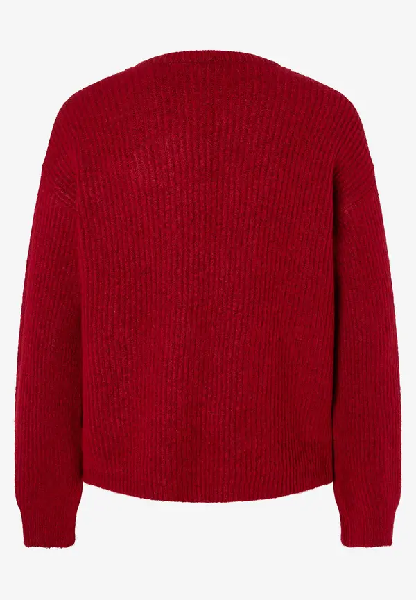 More & More Rippen-Strickjacke, Rot, Herbst-Kollektion