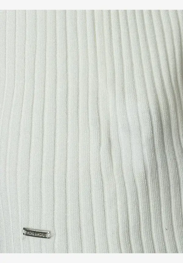 More & More Rippstrick-Pullover, Kurzarm, Ecru