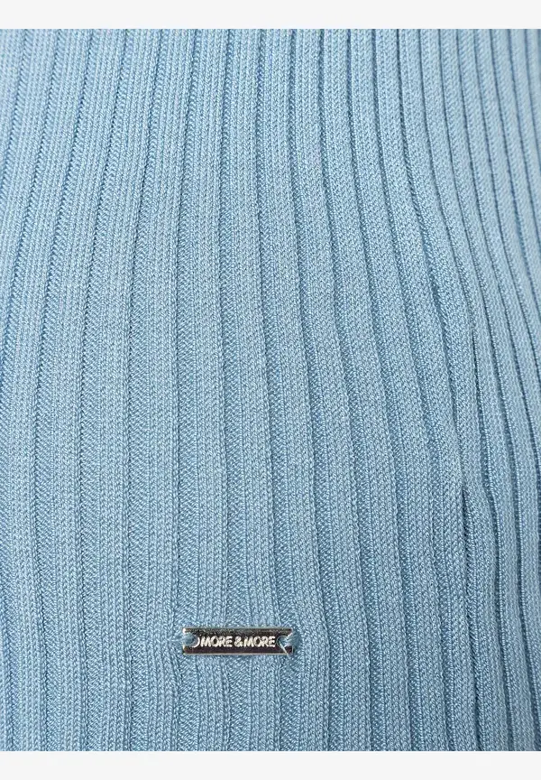 More & More Rippstrick-Pullover, Kurzarm, Hellblau