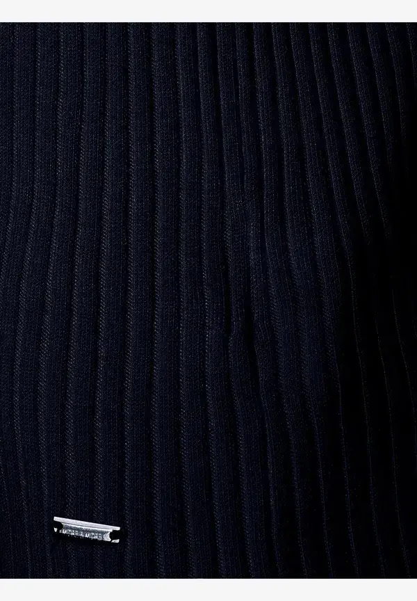 More & More Rippstrick-Pullover, Kurzarm, Marine