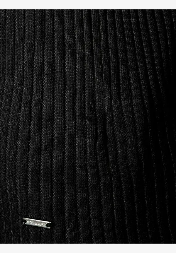 More & More Rippstrick-Pullover, Kurzarm, Schwarz