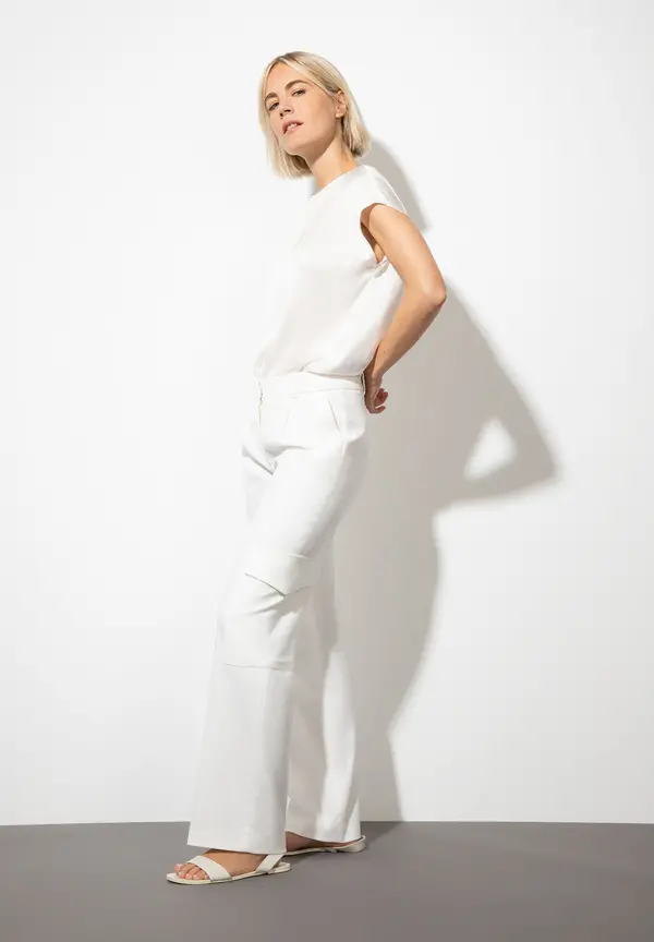 More & More Satinbluse, Ecru, Sommer-Kollektion