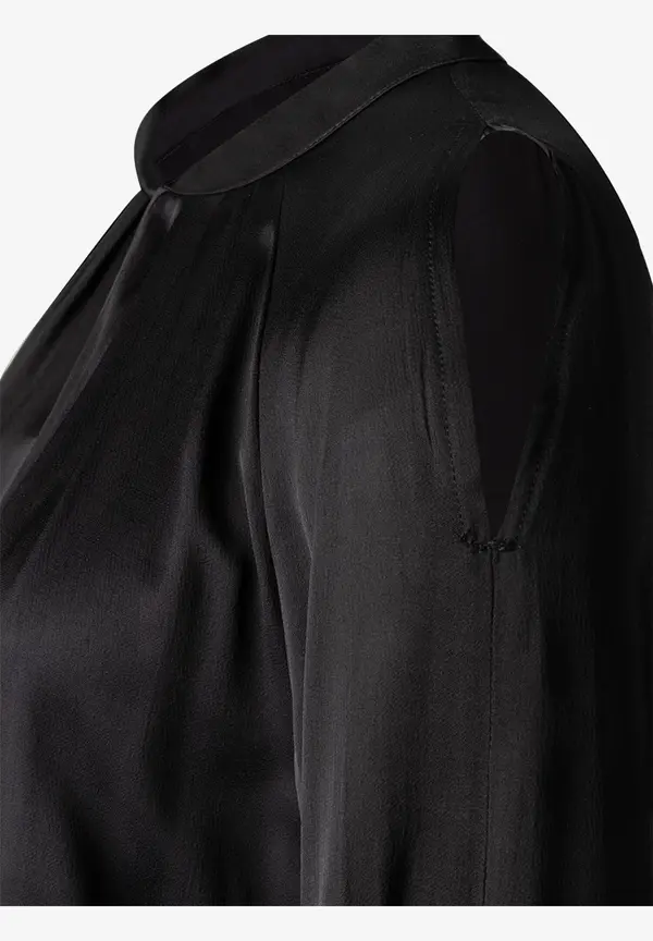 More & More Satinbluse Mit Cut Outs, Schwarz