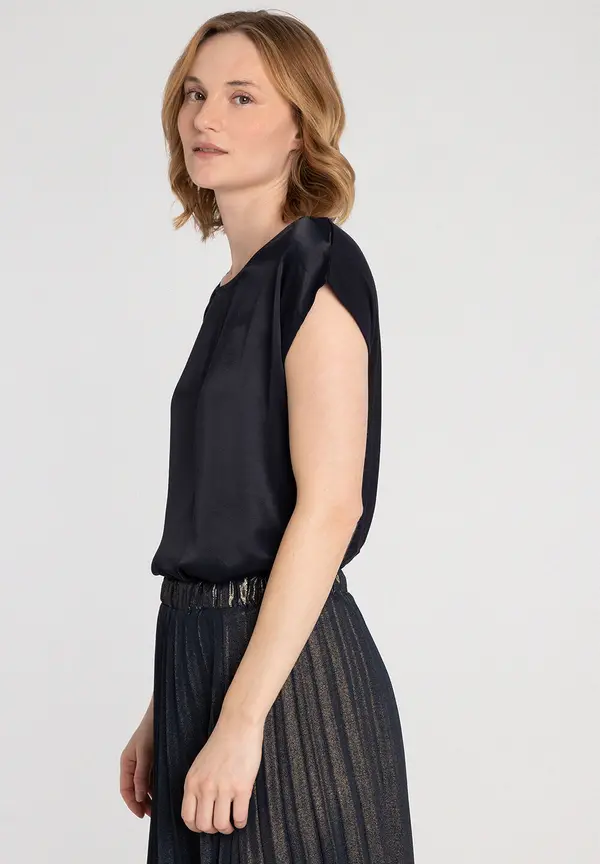 More & More Shirt Mit Satinfront, Marine