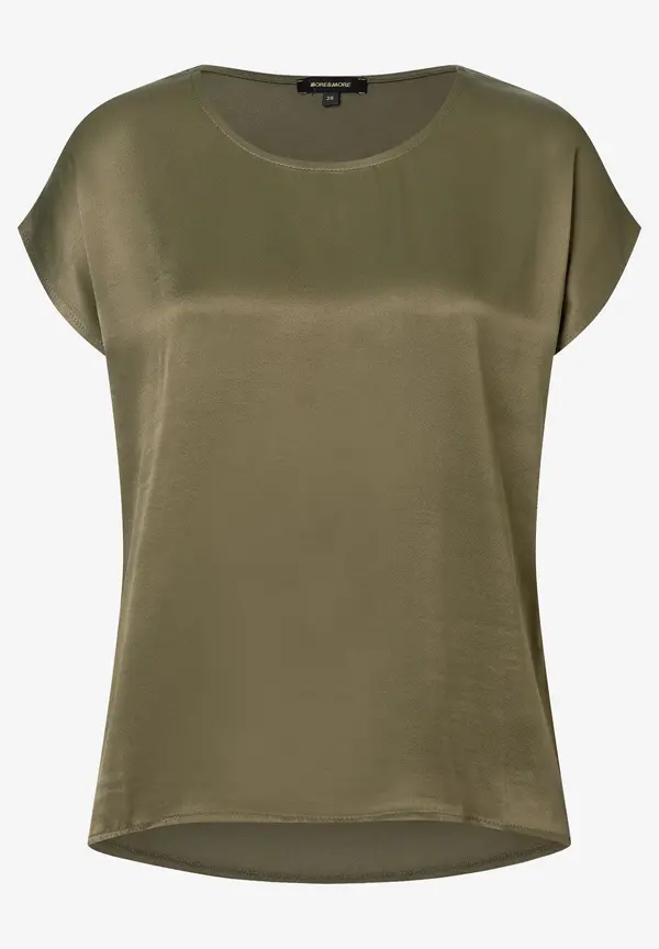 More & More Shirt Mit Satinfront, Oliv