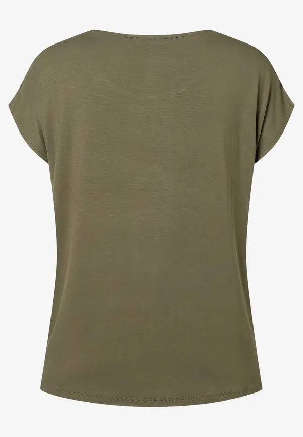 More & More Shirt Mit Satinfront, Oliv