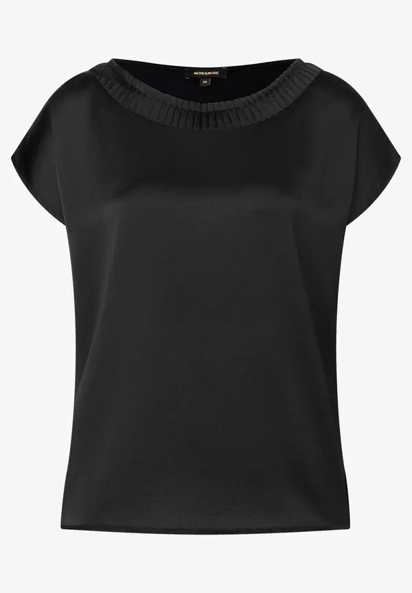 More & More Shirt Mit Satinfront, Schwarz