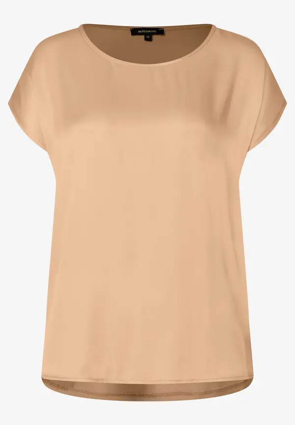 More & More Shirt Mit Satinfront, Warm Beige