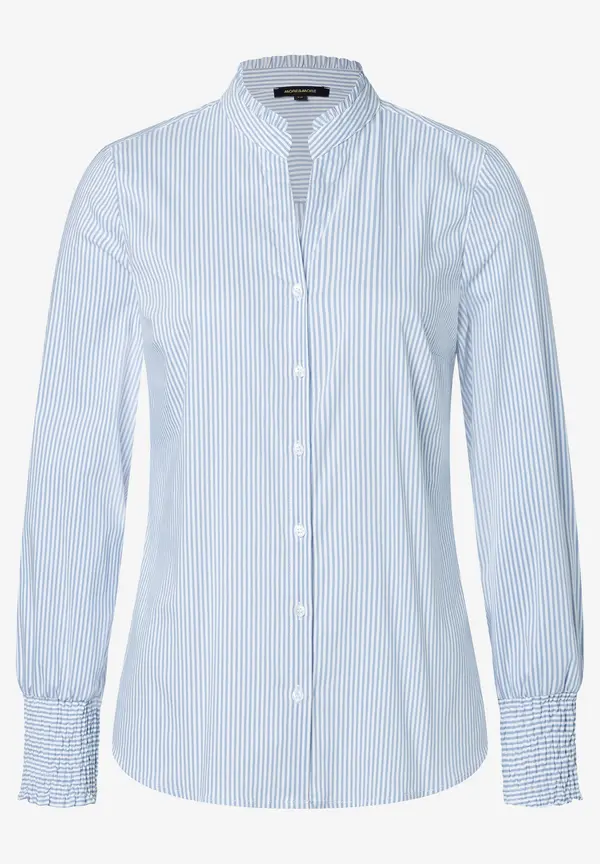 More & More Streifenbluse, Hellblau/weiß