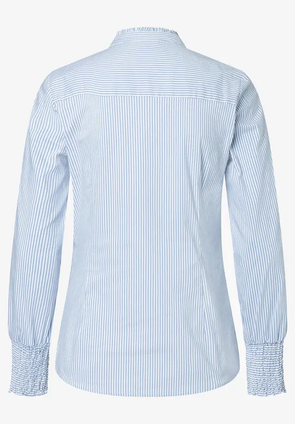 More & More Streifenbluse, Hellblau/weiß