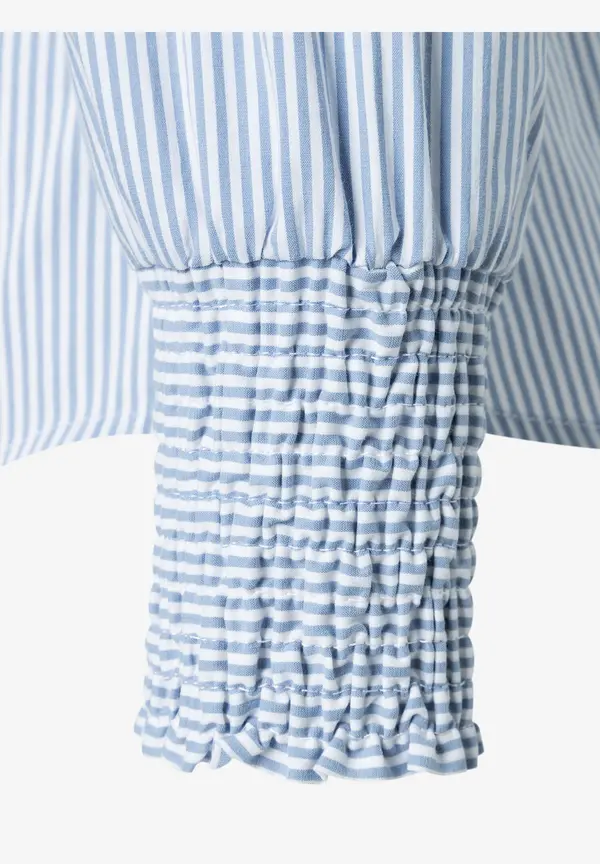 More & More Streifenbluse, Hellblau/weiß