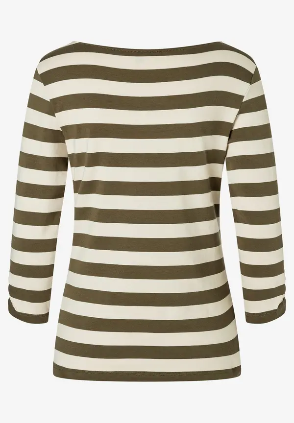 More & More Streifenshirt, Oliv/ecru