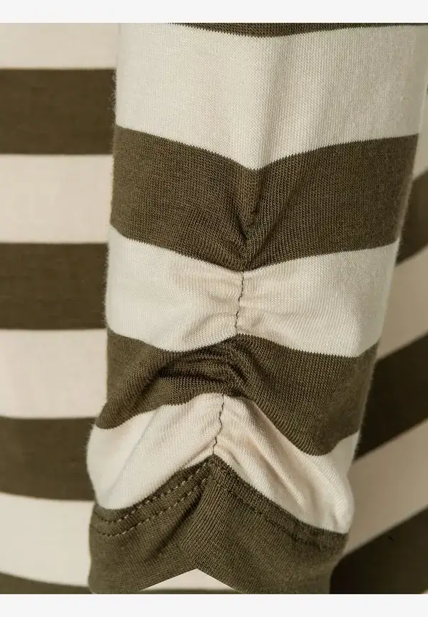 More & More Streifenshirt, Oliv/ecru