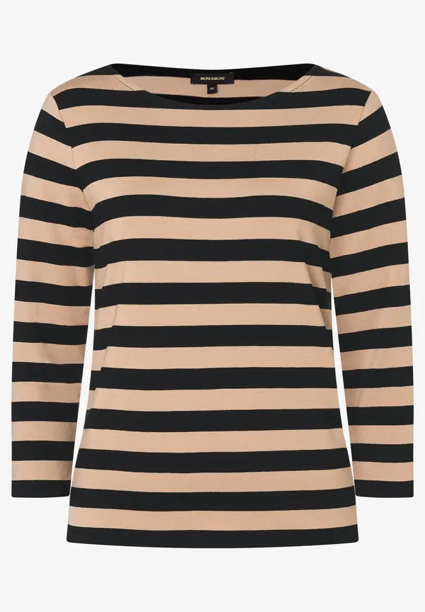 More & More Streifenshirt, Schwarz/beige