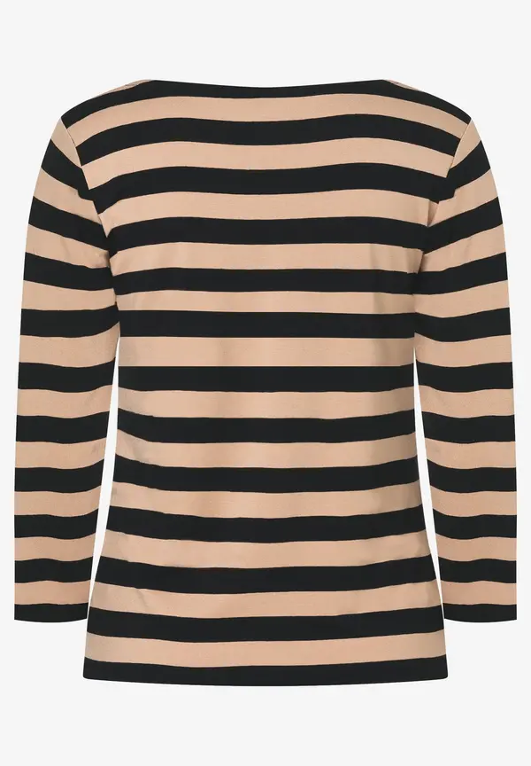 More & More Streifenshirt, Schwarz/beige