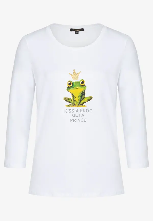 More & More T-Shirt Mit Frosch-Print, Weiß