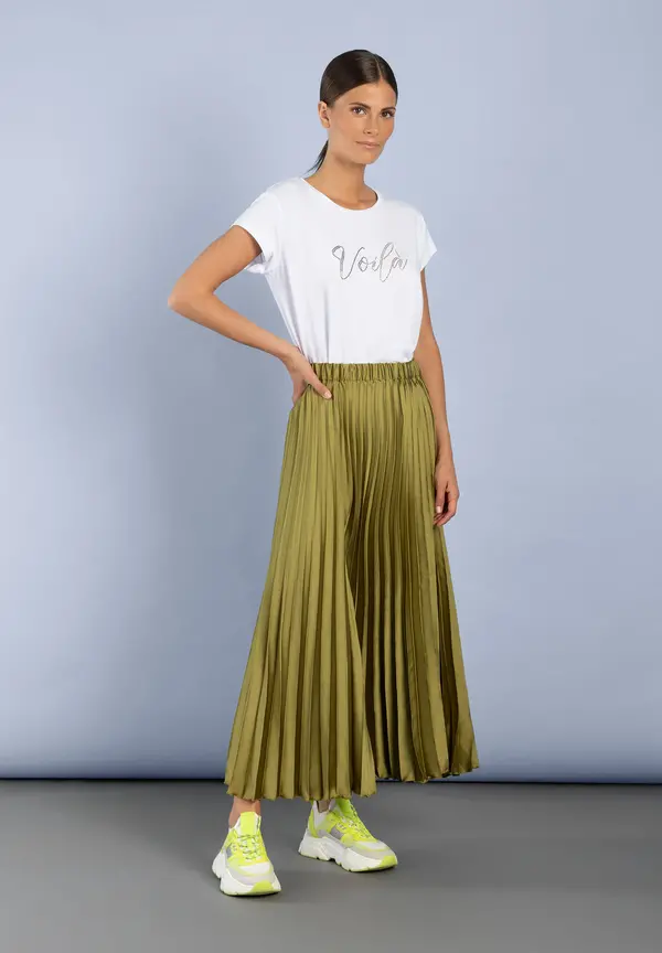 More & More T-Shirt Mit Strass-Schriftzug, Weiß