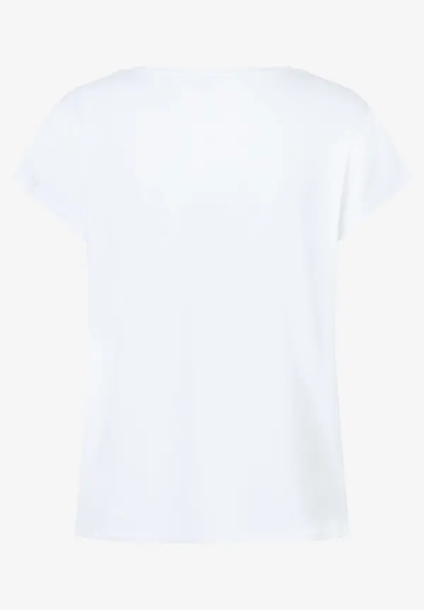 More & More T-Shirt Mit Strass-Schriftzug, Weiß