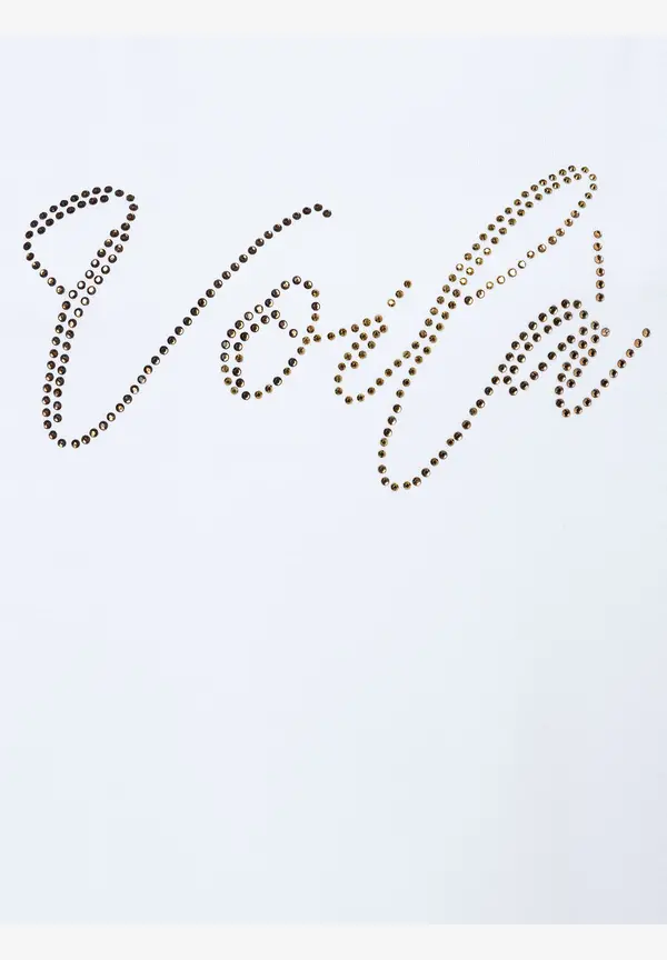 More & More T-Shirt Mit Strass-Schriftzug, Weiß