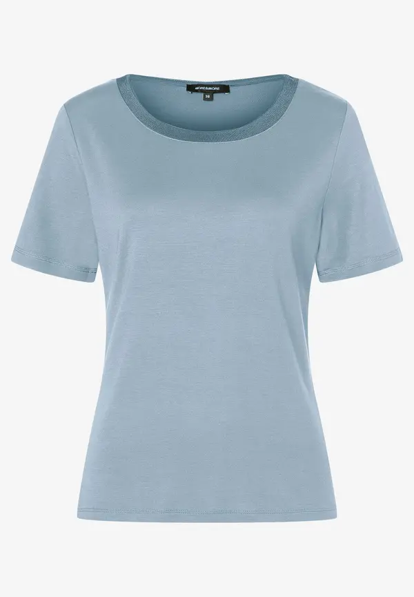 More & More T-Shirt Mit Zierkante, Hellblau