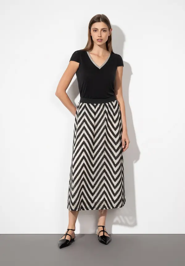 More & More T-Shirt Mit Zierkante, Schwarz