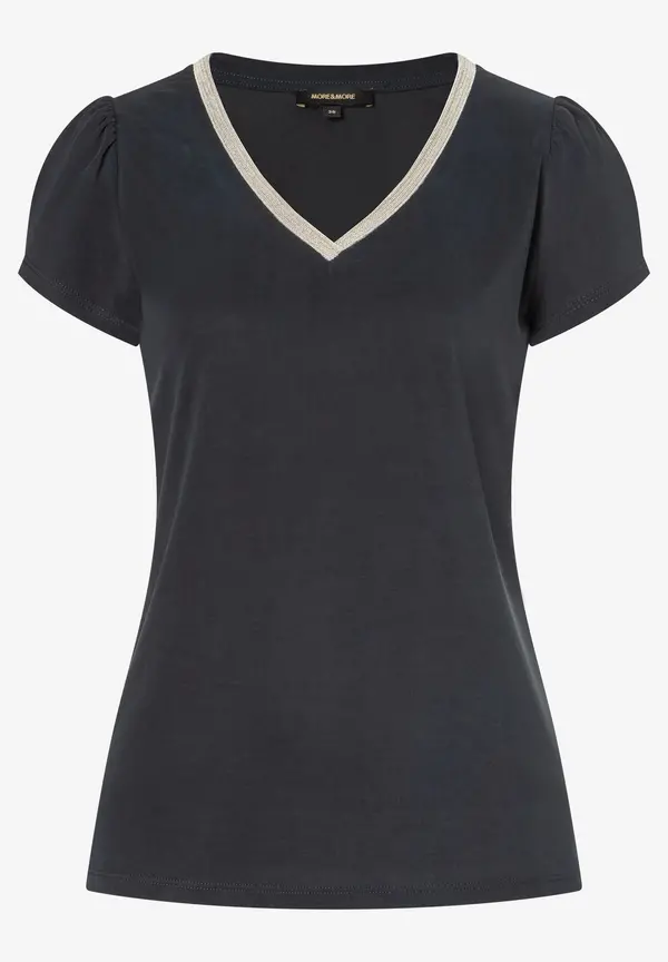 More & More T-Shirt Mit Zierkante, Schwarz