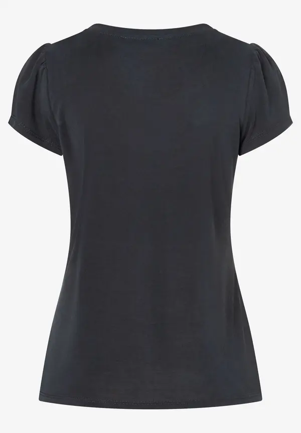 More & More T-Shirt Mit Zierkante, Schwarz