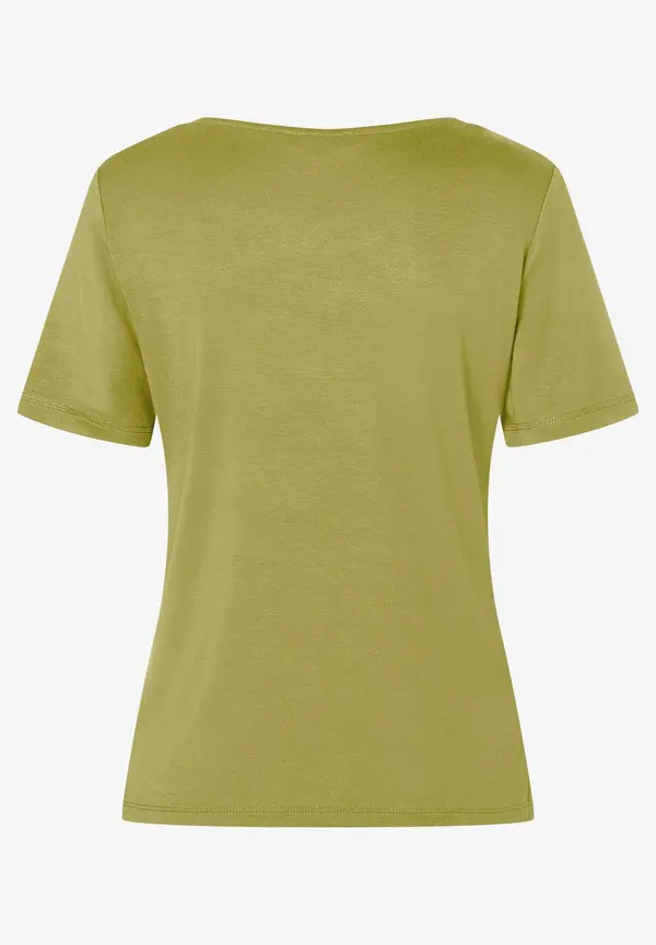 More & More T-Shirt Mit Zierkante, Soft Moss Green