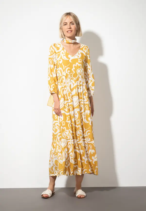 More & More Tunikakleid, Gelb/weiß, Sommer-Kollektion