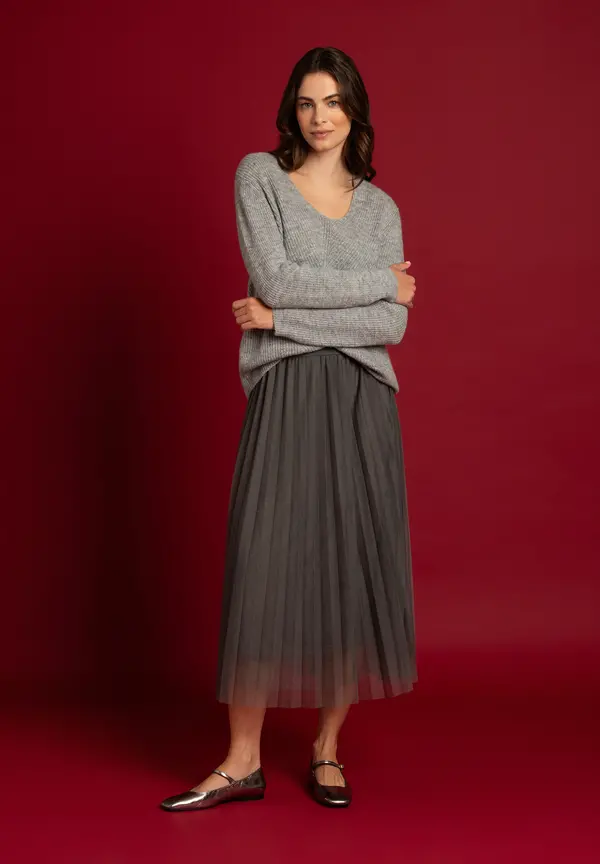 More & More V-Neck Pullover, Grau, Herbst-Kollektion