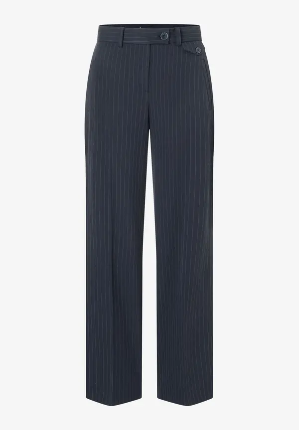 More & More Weite Nadelstreifenhose, Marine