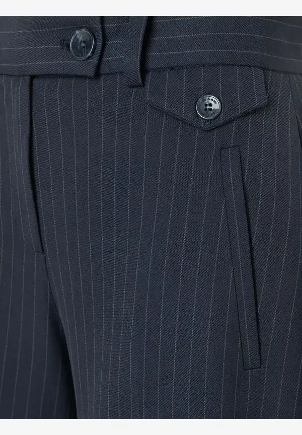 More & More Weite Nadelstreifenhose, Marine