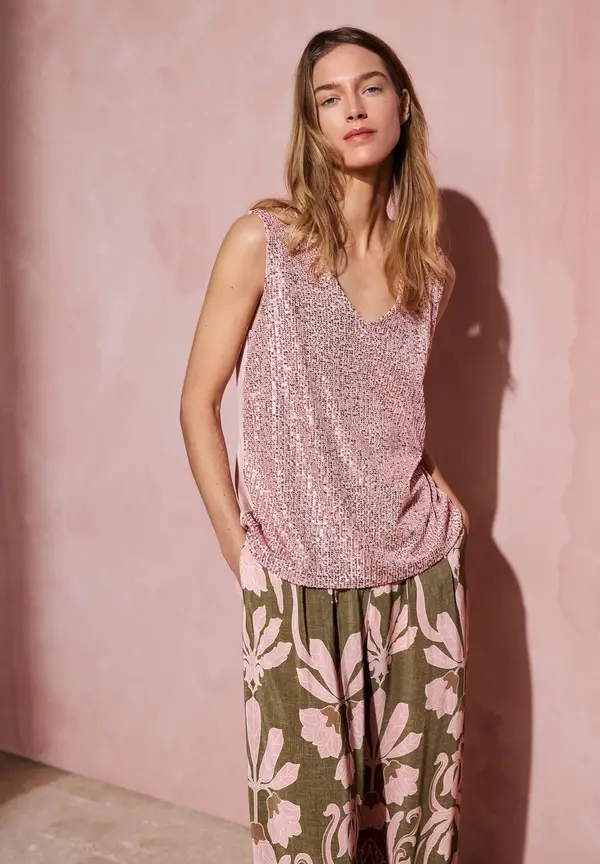 More & More Paillettentop, Powder Rose, Sommer-Kollektion