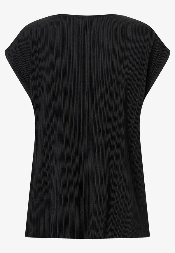 More & More Plisséeshirt, Schwarz, Frühjahrs-Kollektion