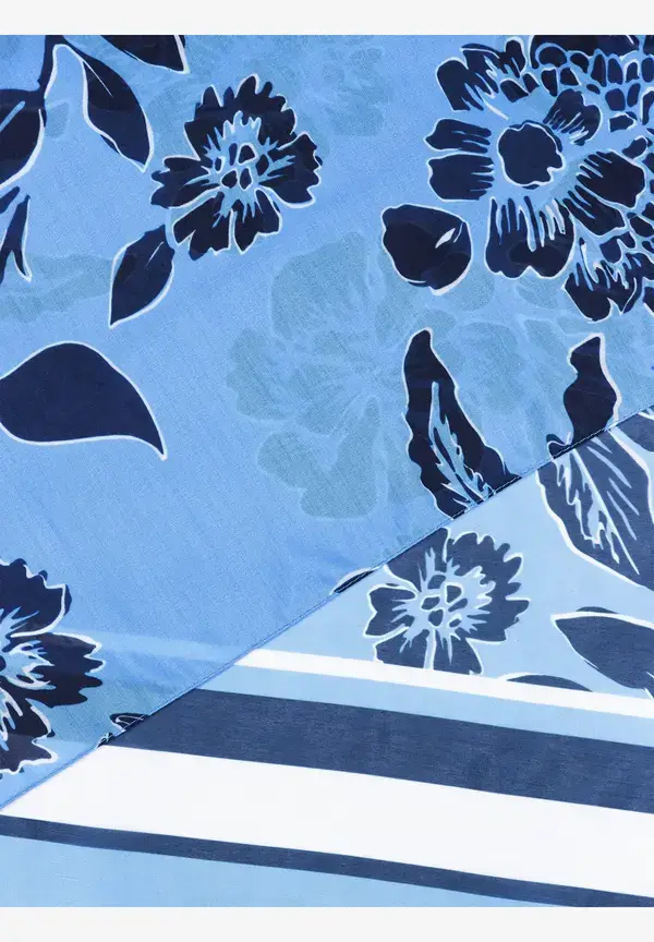 More & More Printschal, Hellblau/marine, Frühjahrs-Kollektion