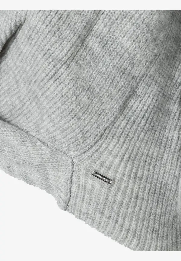 More & More Pullover Mit Knotendetail, Grau Melange, Herbst-Kollektion